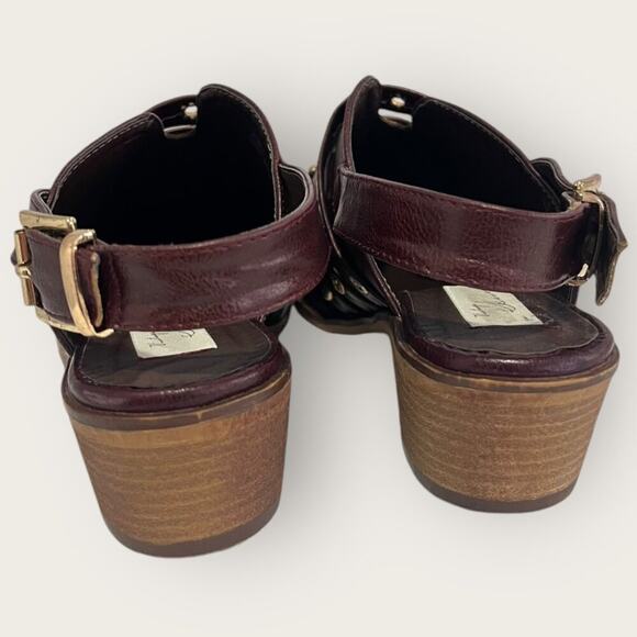 Vintage Havana Kira Deep Brown Sling-back Leather Shoes Booties 10 - Picture 6 of 11